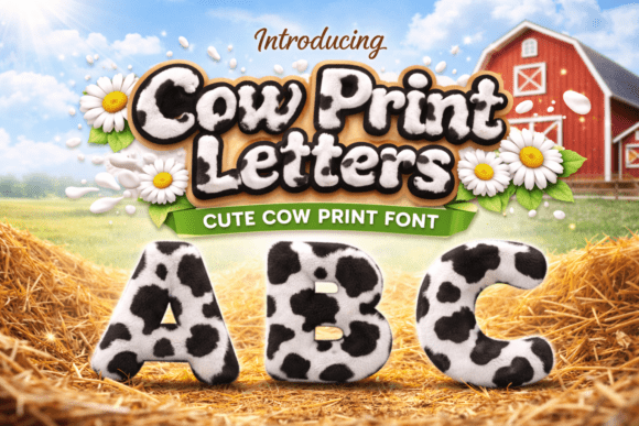 Cow Print Letters: A Fluffy Typeface for Whimsical Branding