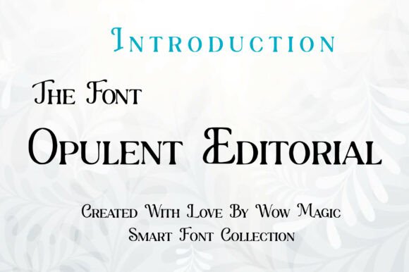 Opulent Editorial: A Refined Serif Typeface for Modern Publishing