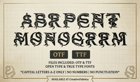Serpent Monogram: A Darkly Elegant Typeface for Bold Branding